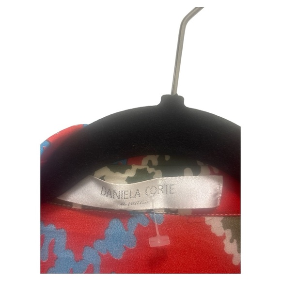 Daniela Corte Vibrant Red and Green Women's Blouse - Picture 2 of 7